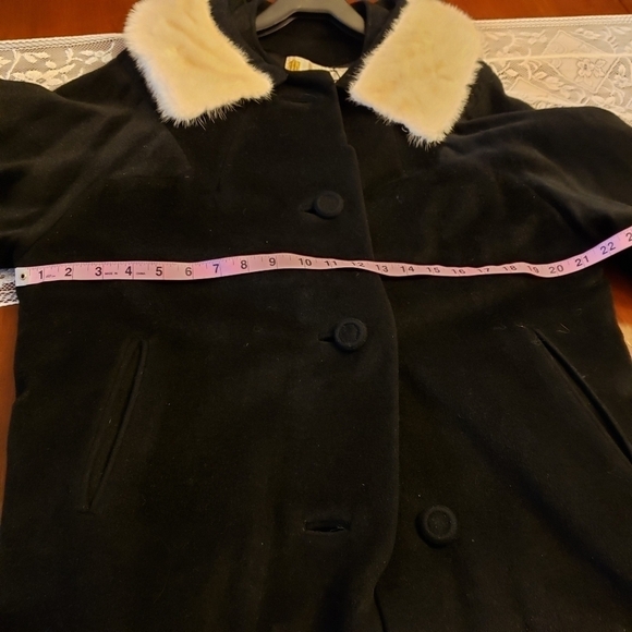 VINTAGE 1930s Wool Felted Wool Coat & Fur Collar Lg Black & White EUC - Picture 15 of 16